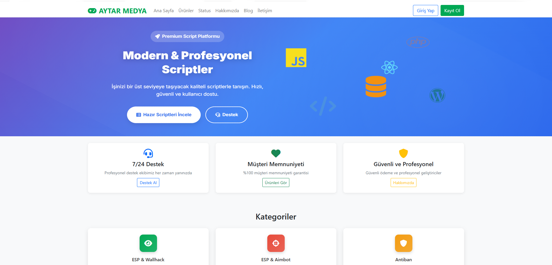 Dijital Ürün - Epin/ Oyun Hileleri Satış Scripti